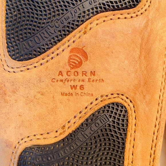 Acorn Womens Brown Leather Comfy Clog Slippers 6 - Picture 6 of 10